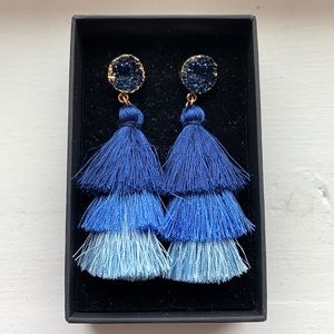 Blue tassel earrings